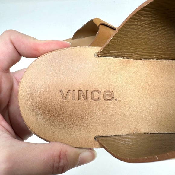 Vince. T-Strap Toe Loop Sandals Leather Brown Size 8 - Picture 6 of 9